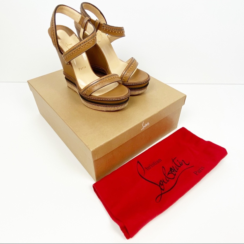 CHRISTIAN LOUBOUTIN Trepi Wedge Brown W/ Box 39
